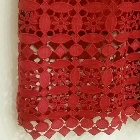 Anthropologie Red Guipure lace midi skirt XS Maya NWT - Picture 3 of 5